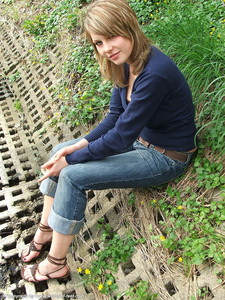 Walking Through A Brook With Shoes And Barefoot