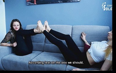 Two Girls Glued Their Sexy Bare Feet Together