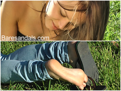 Lucy’s Soles In The Grass And Flip Flops
